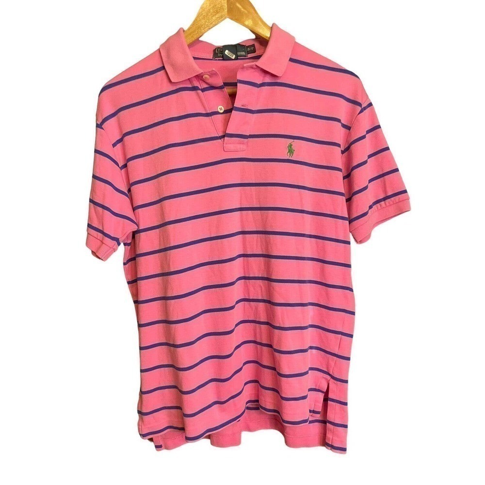 Polo by Ralph Lauren Pink Polo Shirt with Blue Stripes